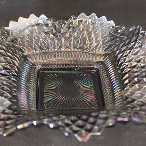 Vintage Indiana Glass Diamond Point Scalloped Edge Candy Dish